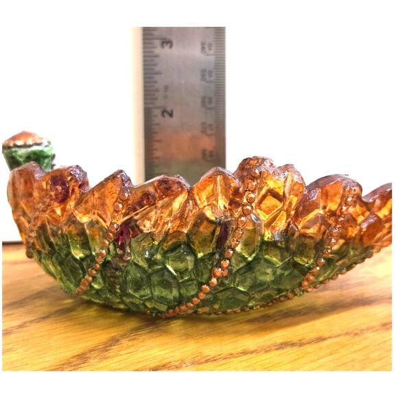Two Resin Leaf Dishes Translucent Green and Brown 5.5" Long 1.5" Tall - Picture 7 of 7